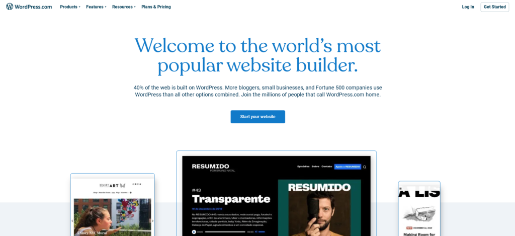 WordPress homepage