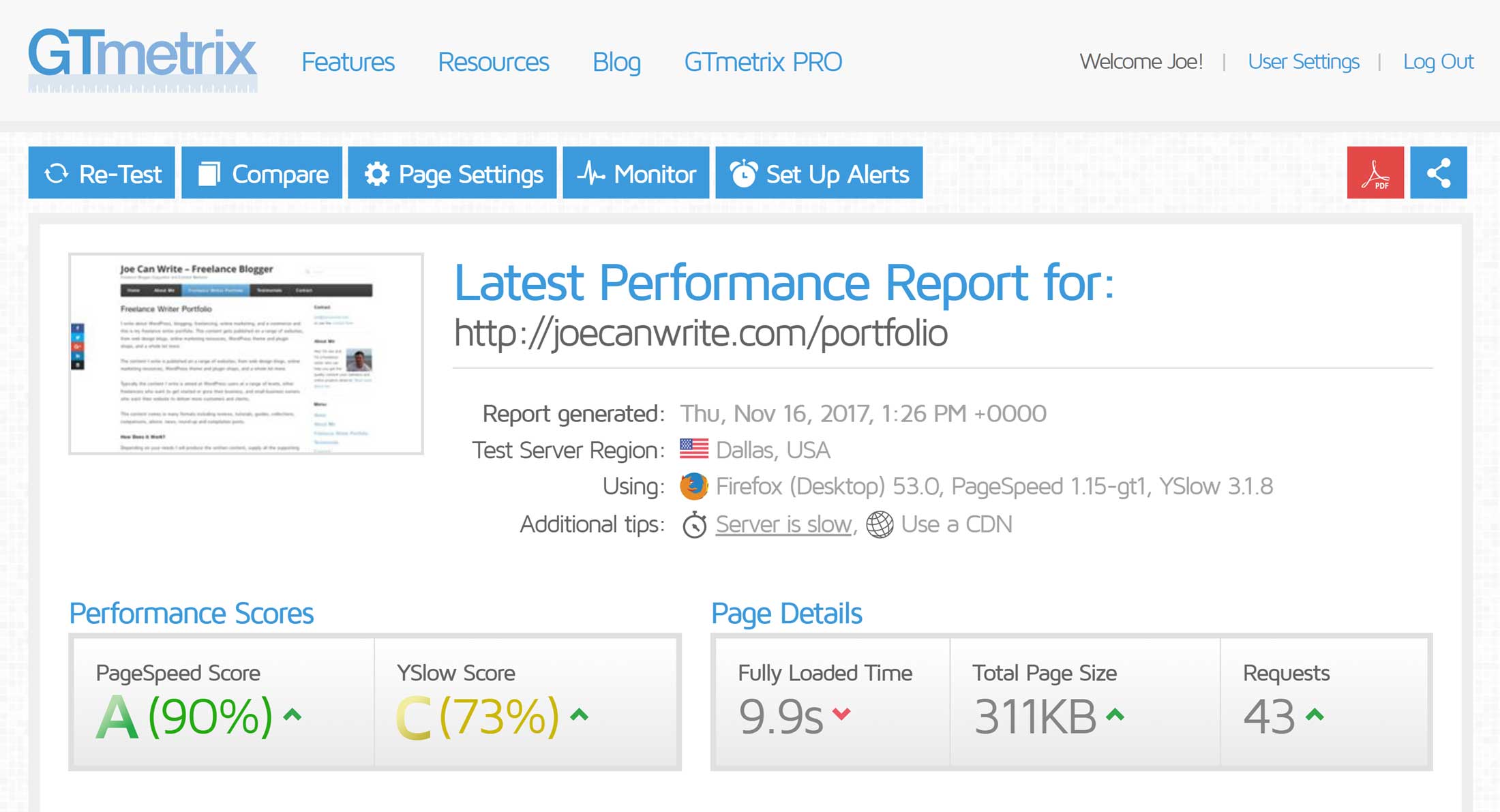 GTmetrix Scores and Data For the Homepages of Top Websites - Joe