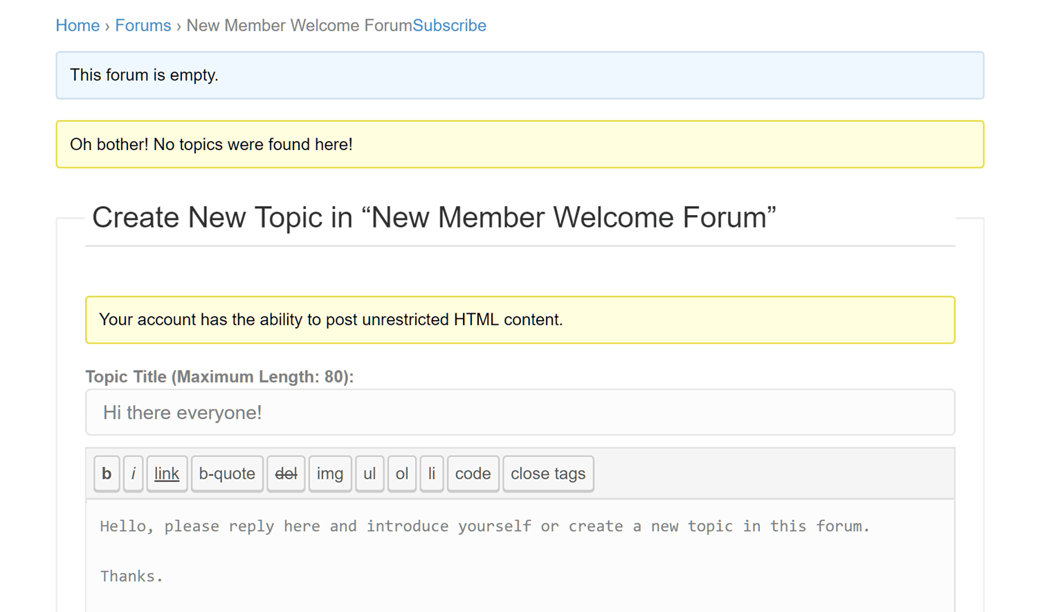 Créer un nouveau sujet de forum