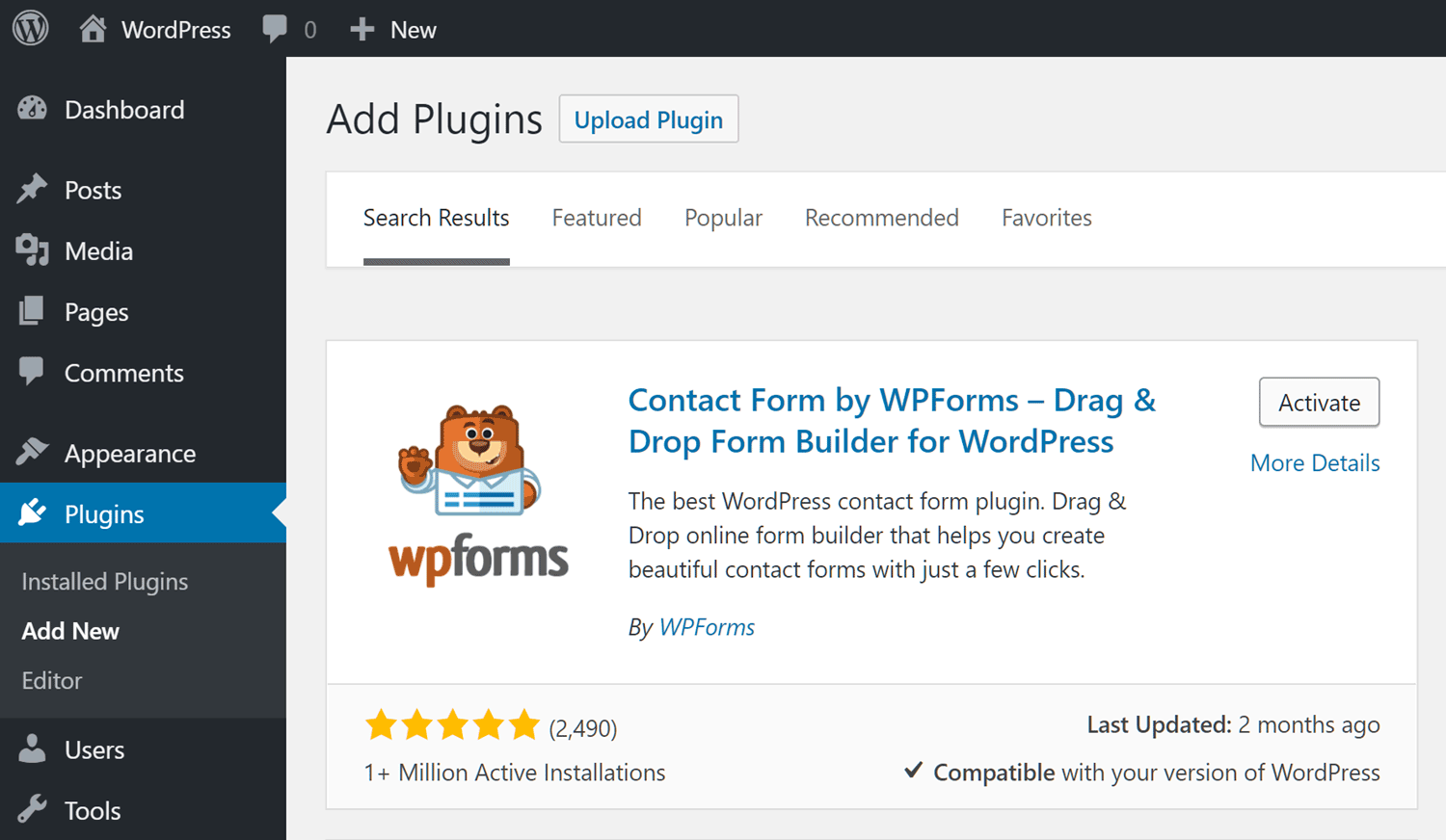 Instalar o WPForms