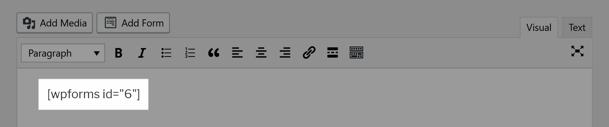 WPForms Shortcode