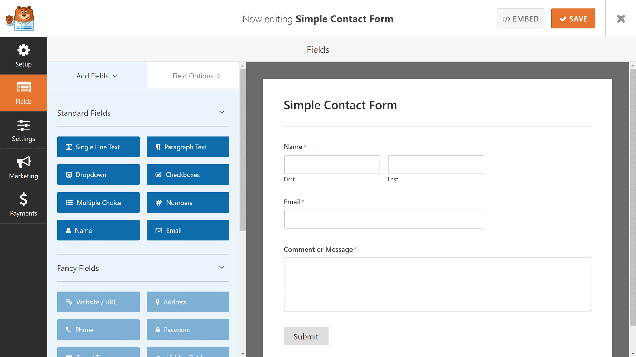 WPForms User Interface