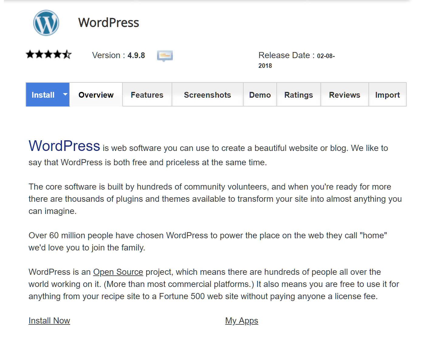 cPanel WordPress Installer