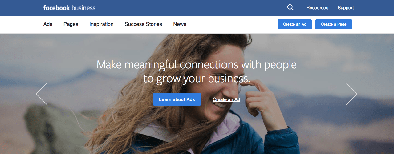 The Facebook Business page.