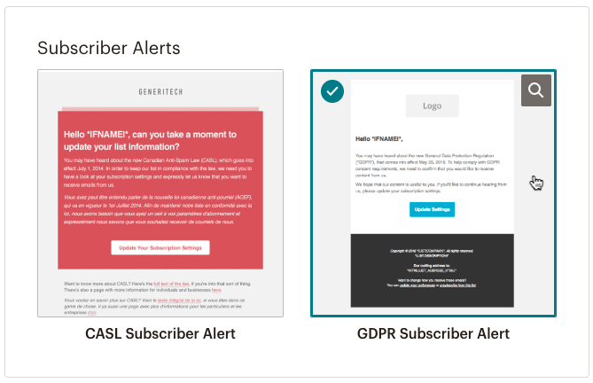 MailChimp GDPR forms.