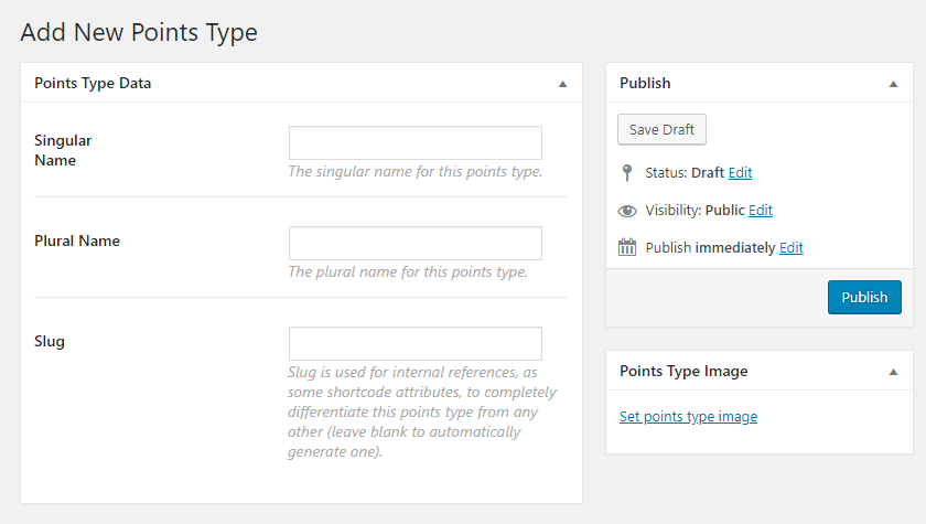 Creating a points type in GamiPress.