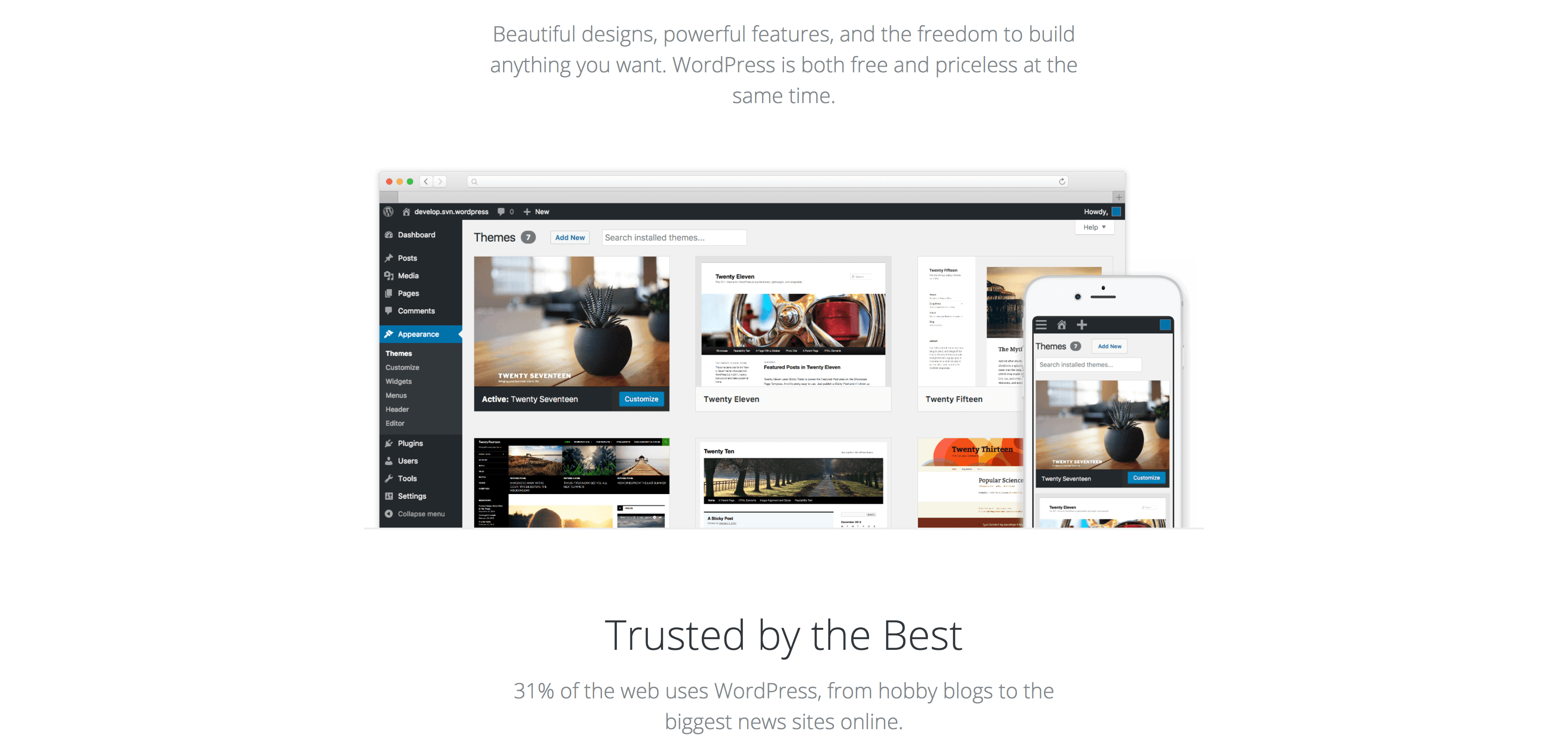 The WordPressorg home page