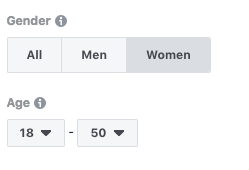 Setting the age and gender for your Facebook audience