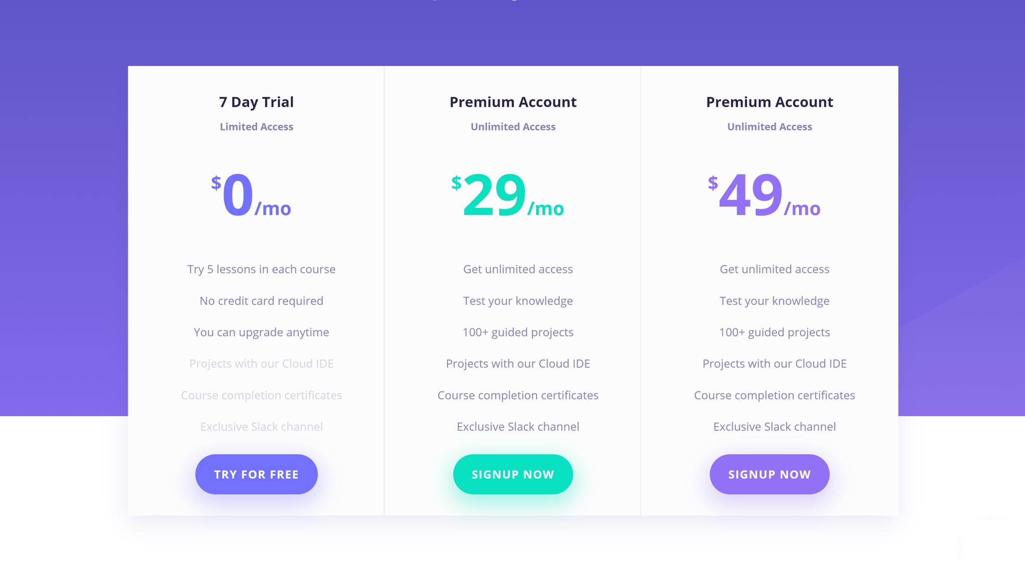 Divi Pricing Table Template