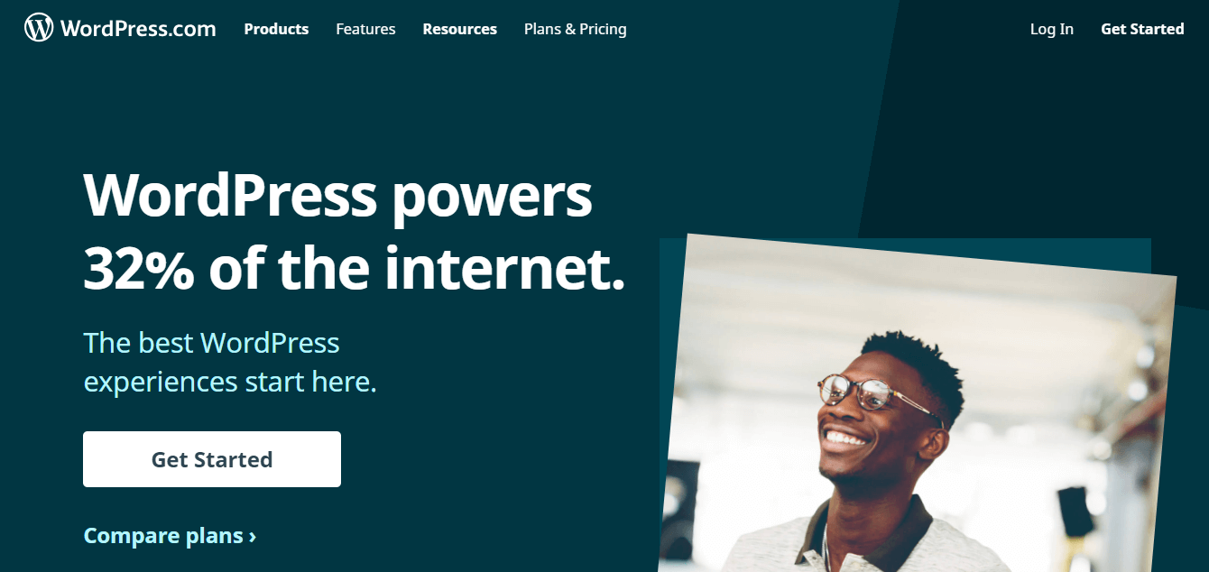 The WordPress.com home page.