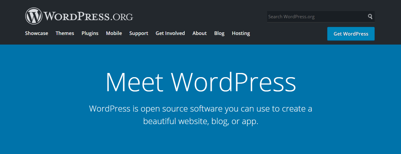 The WordPress.org home page.