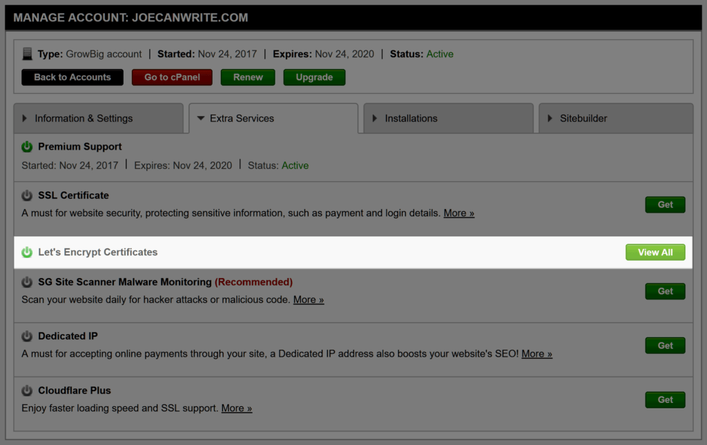 Adding an SSL with SiteGround