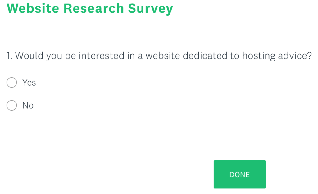 An example of a website research survey