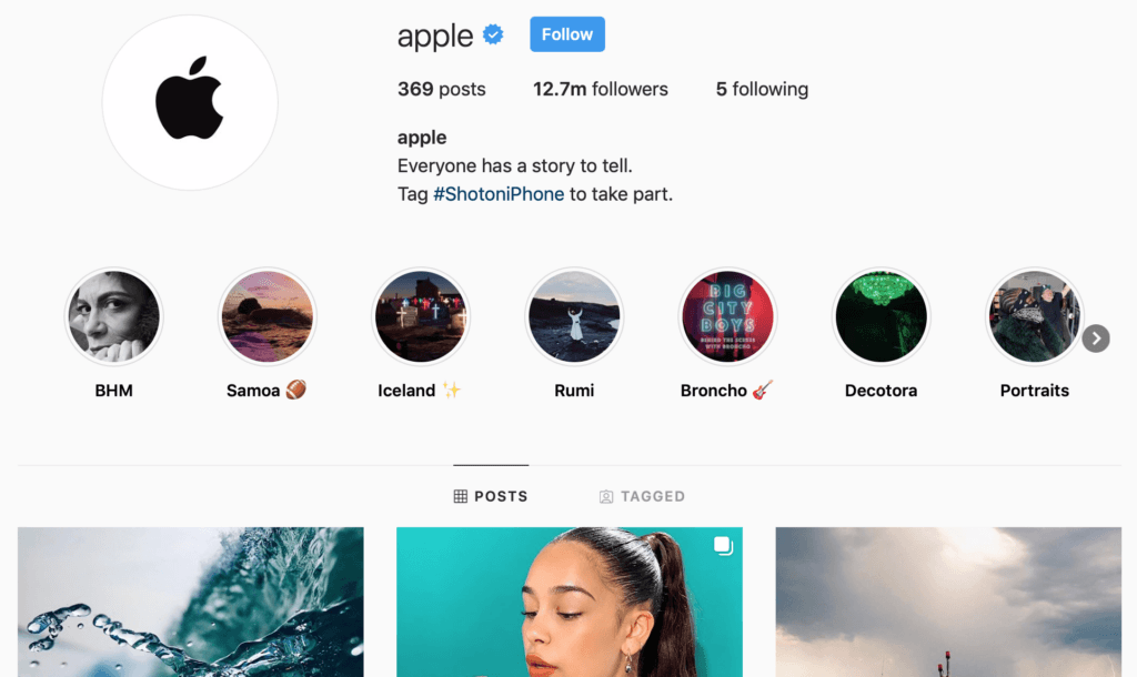 The Apple Instagram account.