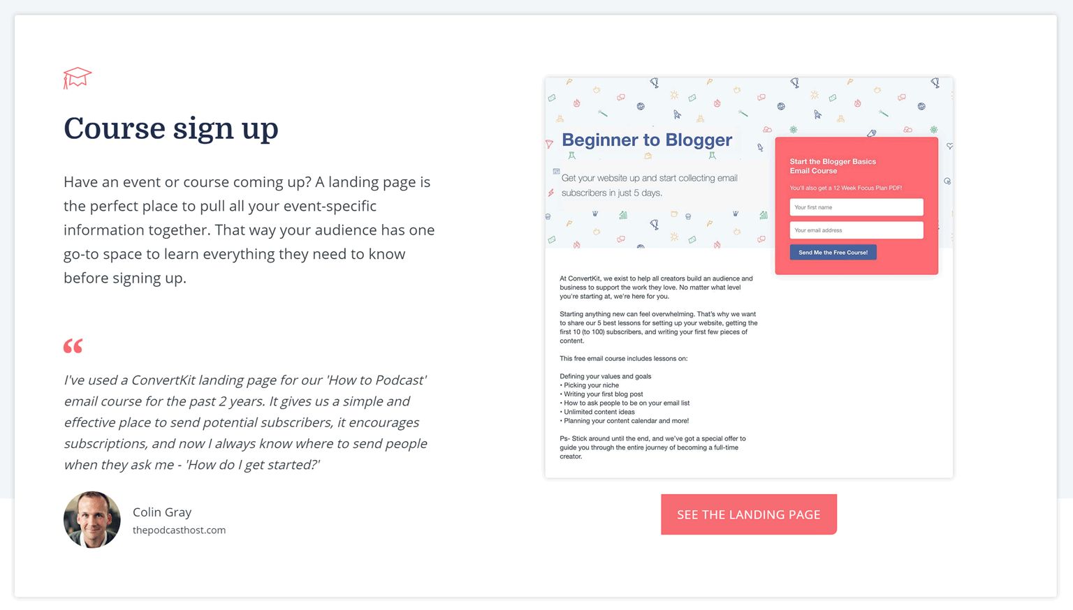 ConvertKit Landing Page Example