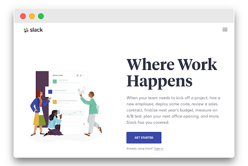 Slack homepage