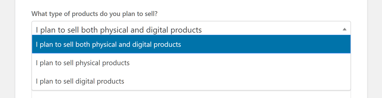 Configurações do tipo de produto