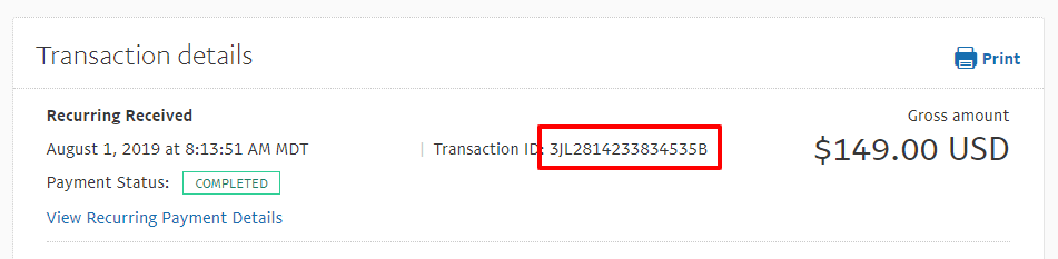 Id. de transacción de PayPal