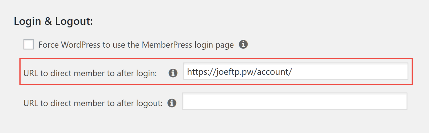 Login Form Redirect URL