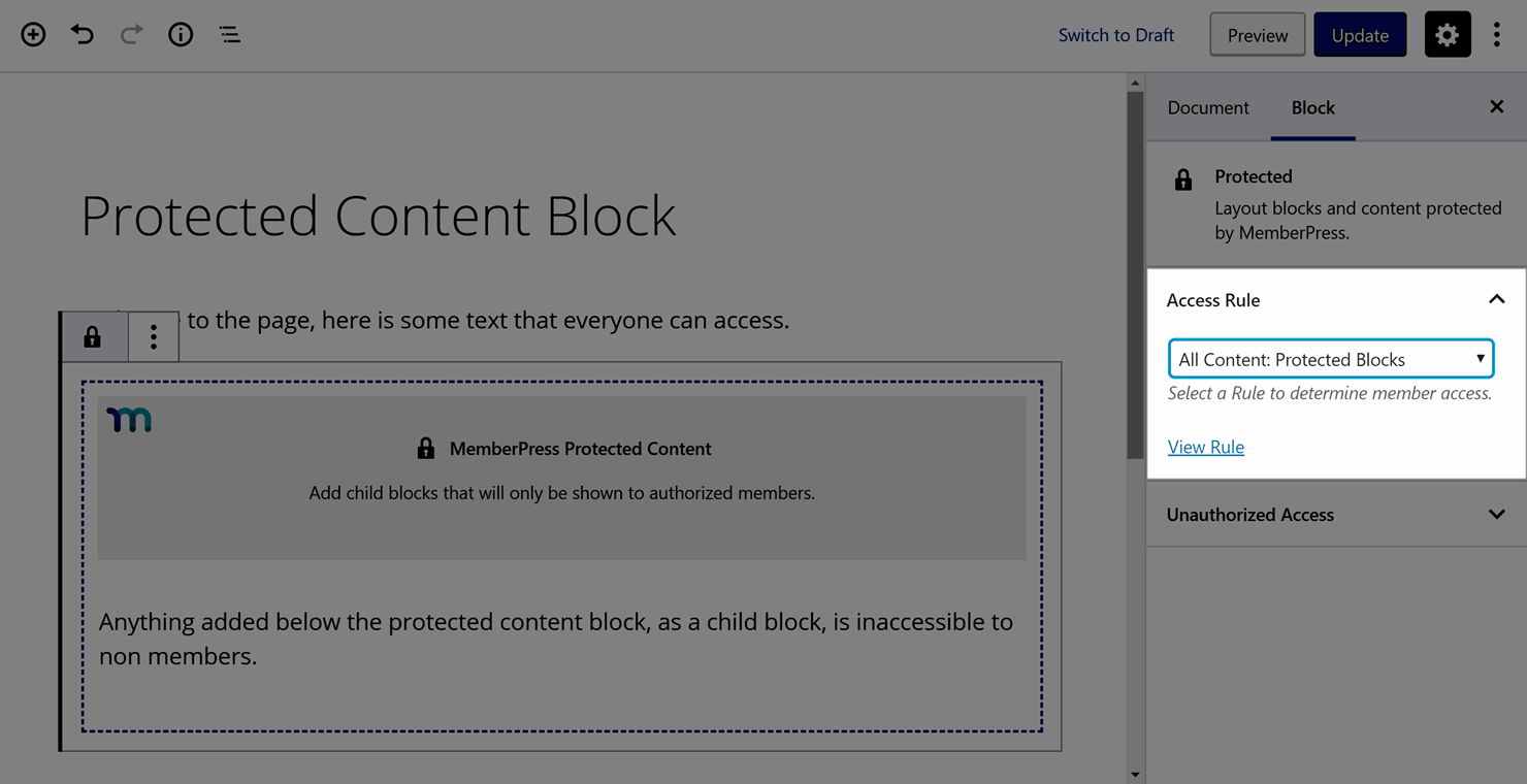 Access Rule for Protected Block