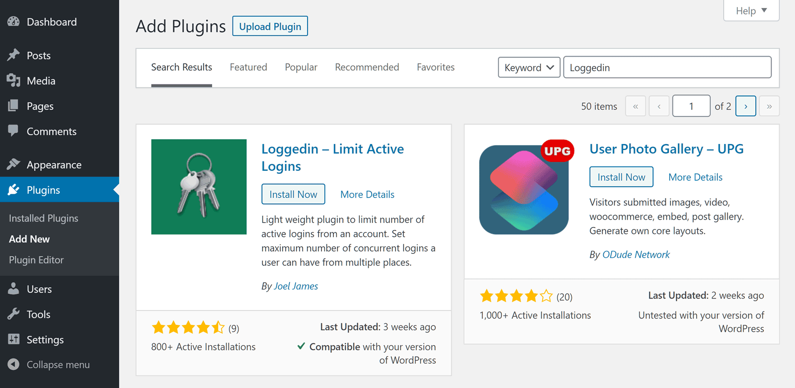 Install Loggedin Plugin