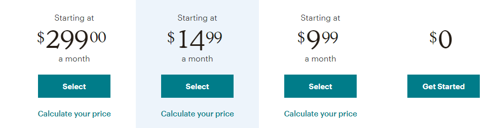 Examples of pricing table CTAs.