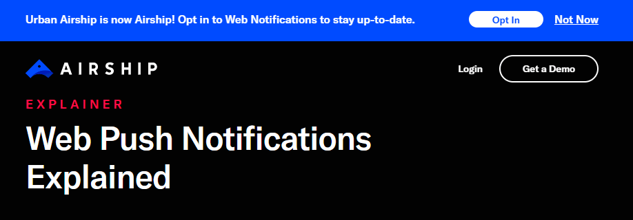 A push notification request from a website.