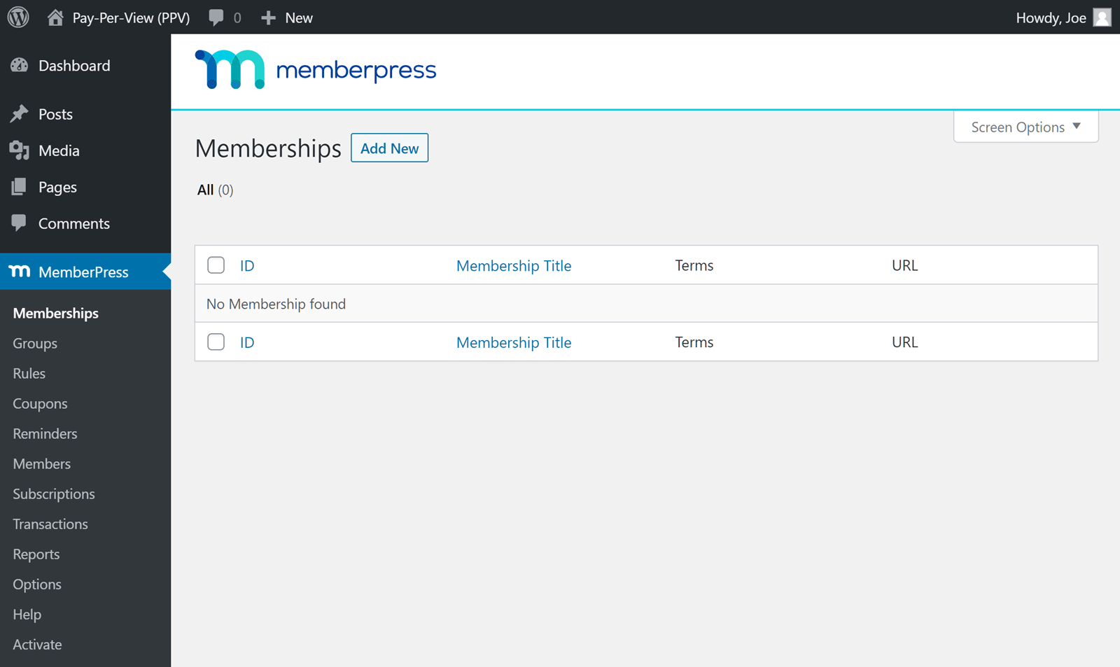 MemberPress Memberships settings