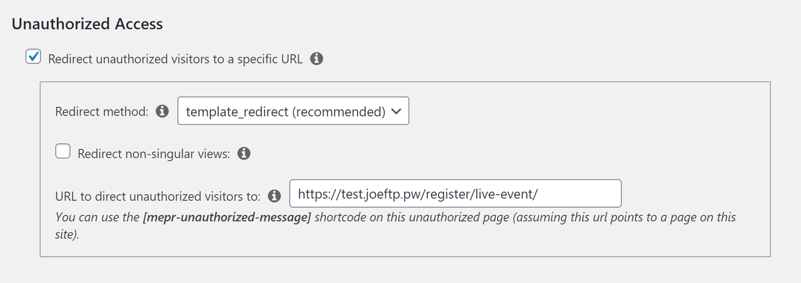 MemberPress URL Redirect