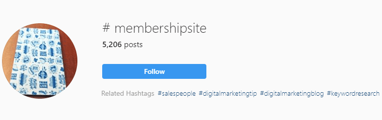 An example of an Instagram hashtag.
