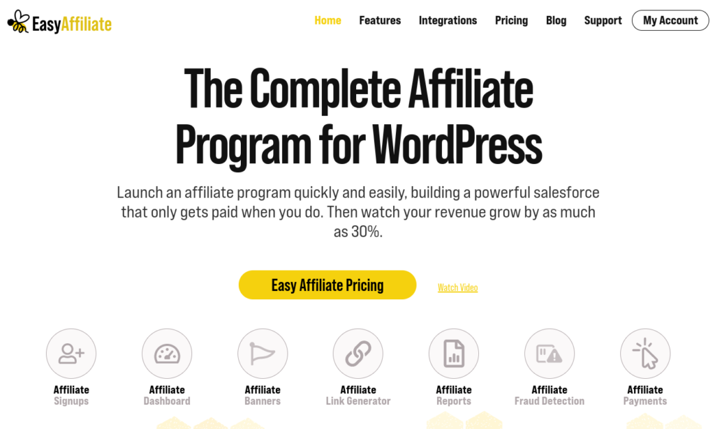 Easy Affiliate homepage