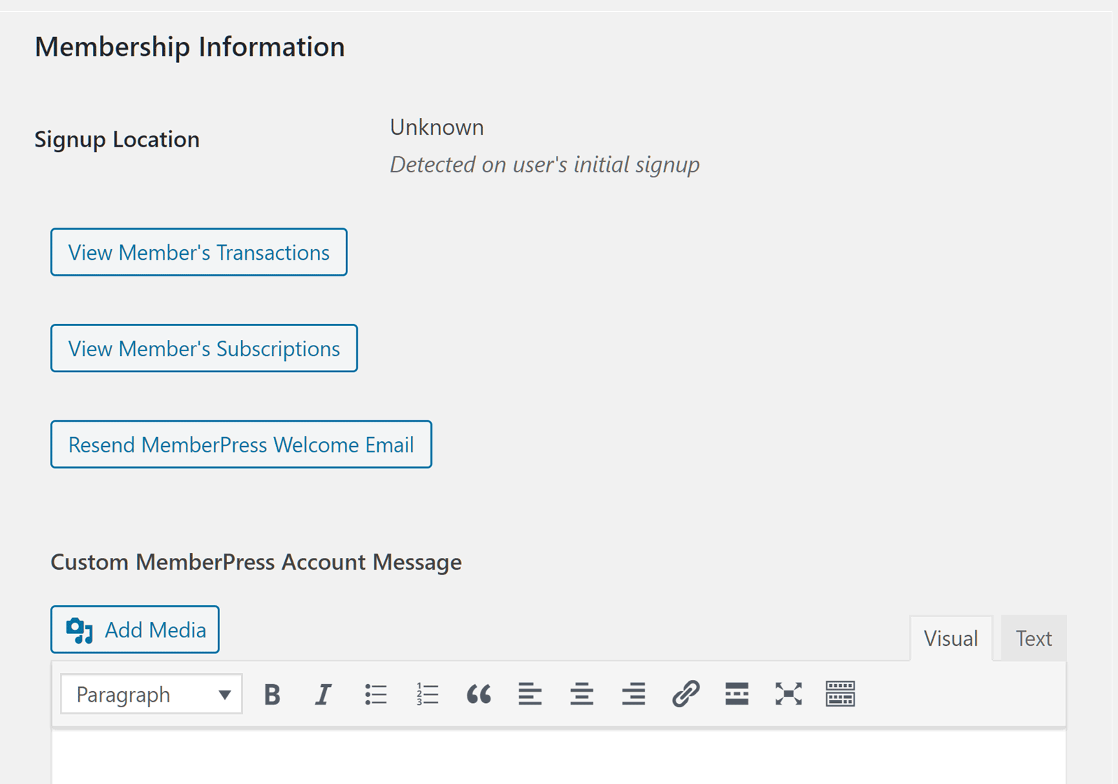 Información sobre la adhesión a MemberPress