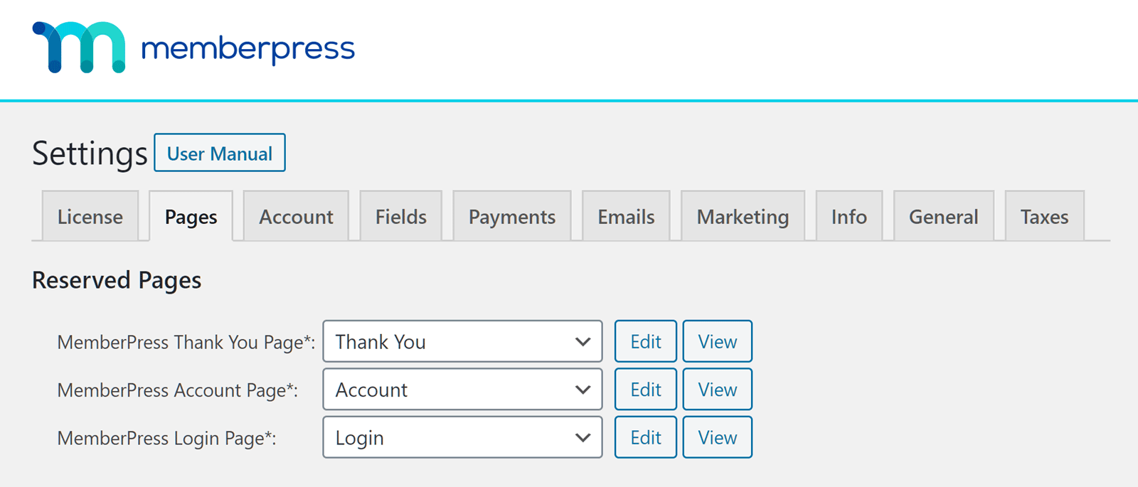 MemberPress settings Page