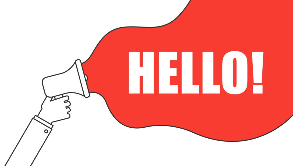 Male hand holding megaphone with HELLO speech bubble. Loudspeaker. Banner for business and advertising. Vector illustration | MemberPress manage new user registrations