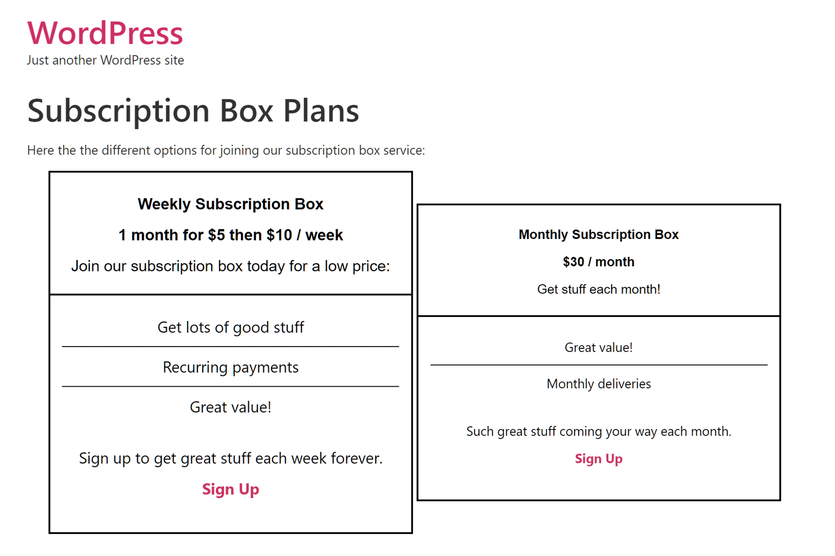 MemberPress Pricing Table