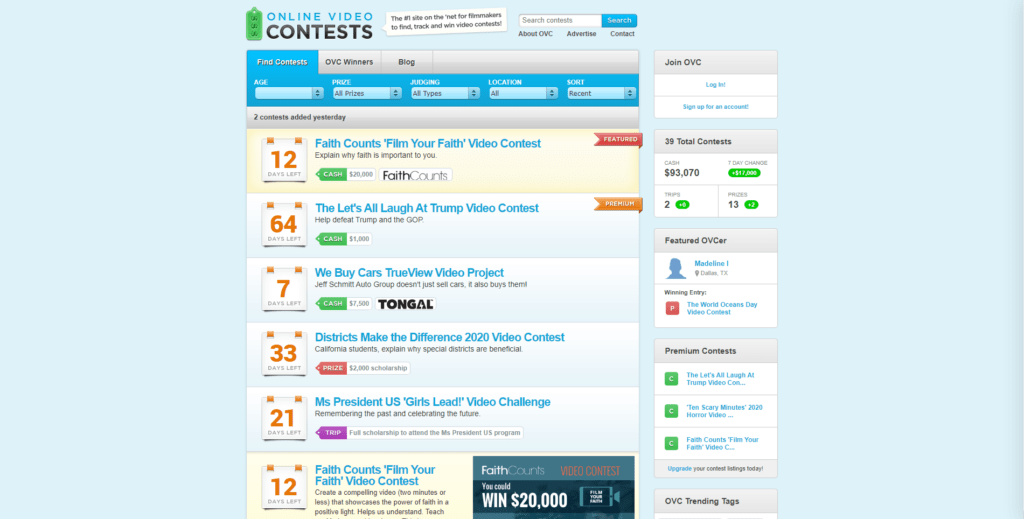 online video contests website