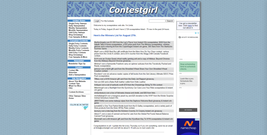 contestgirl website