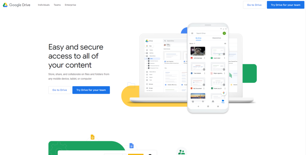 google drive homepage