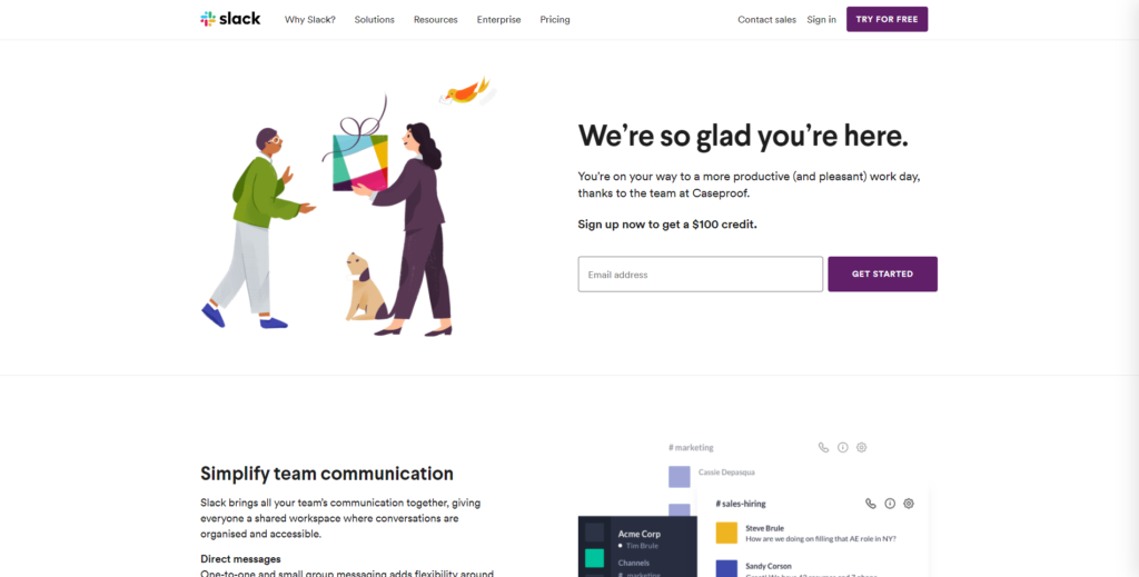 slack homepage