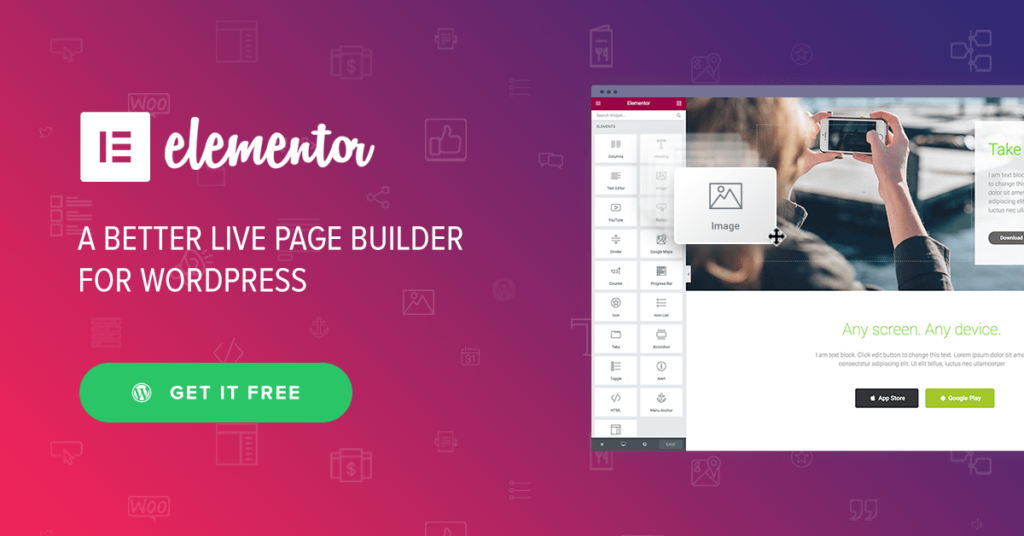 Elementor WordPress Page Builder Homepage Bildschirmfoto