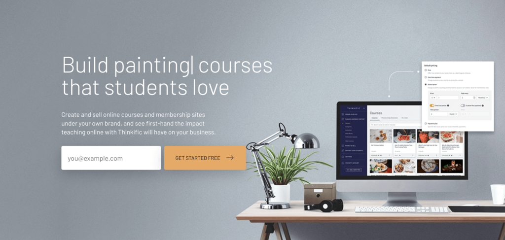 The Thinkific homepage.