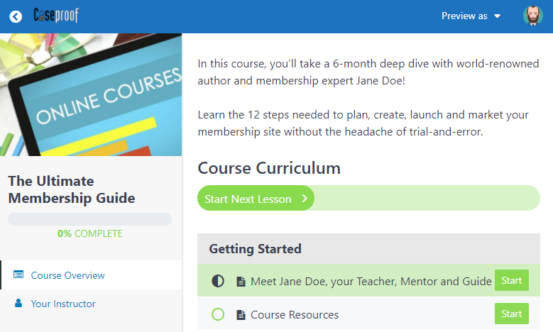 memberpress courses curriculum example