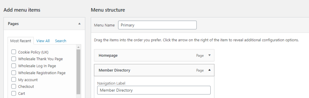 Adding your member directory page to your navigation menu.