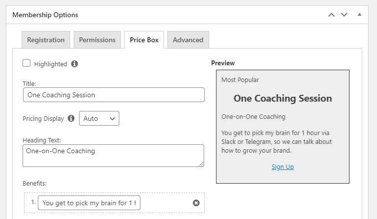 Offering one-off coaching sessions using MemberPress.