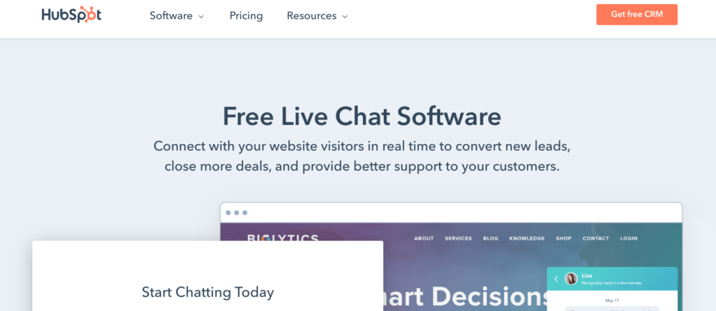 hubspot live chat software