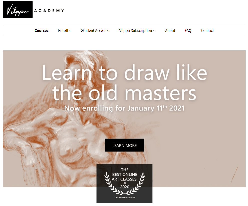 Enrollment for an online drawing course