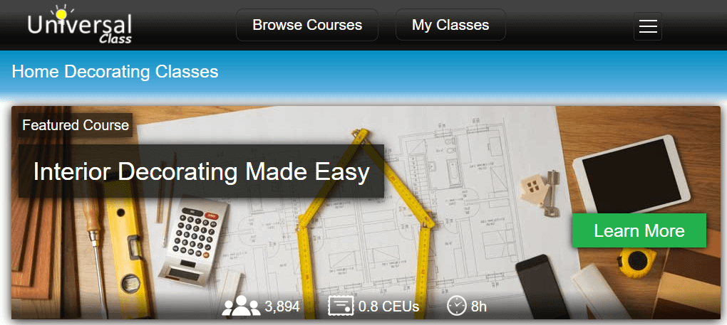 Un curso en línea centrado en la decoración de interiores.