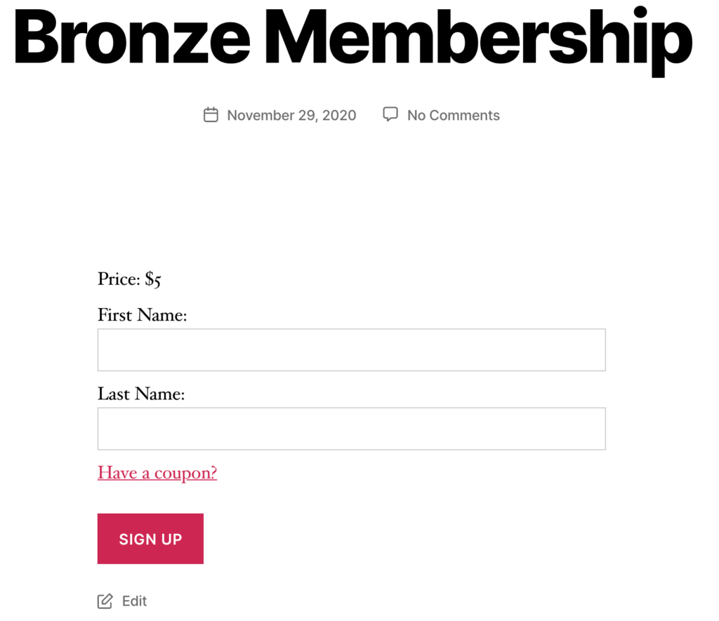 MemberPress' membership registration pages.
