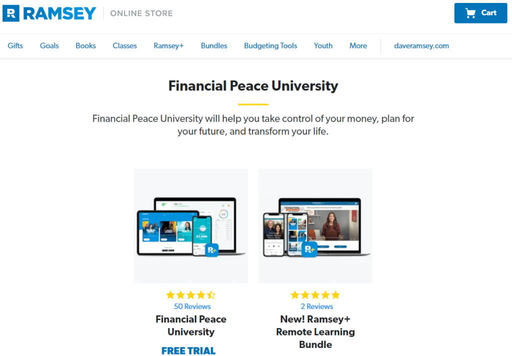 Dave Ramsey's online personal finance classes.