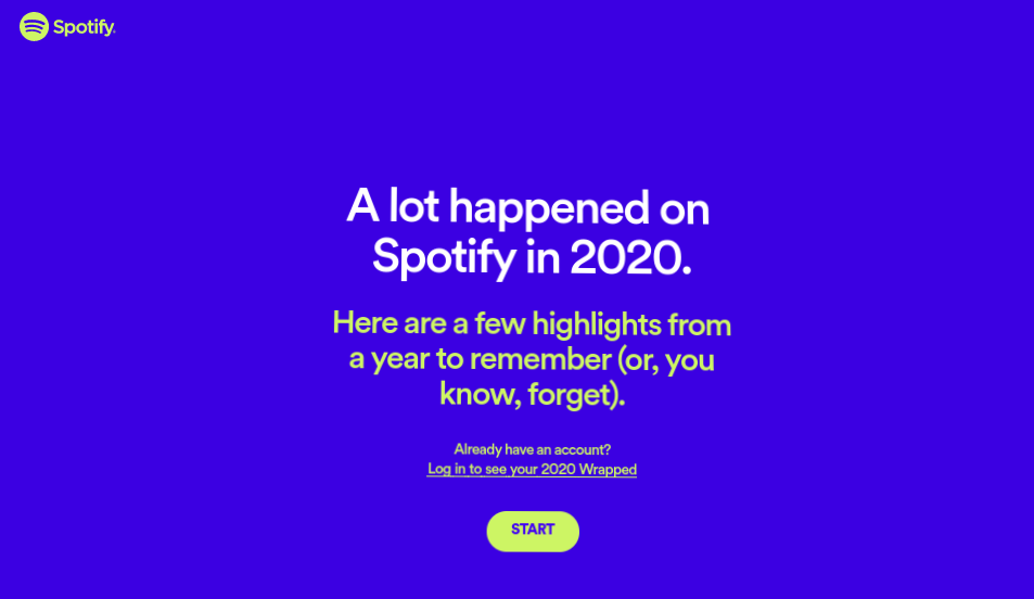 The Spotify 2020 Wrapped website.